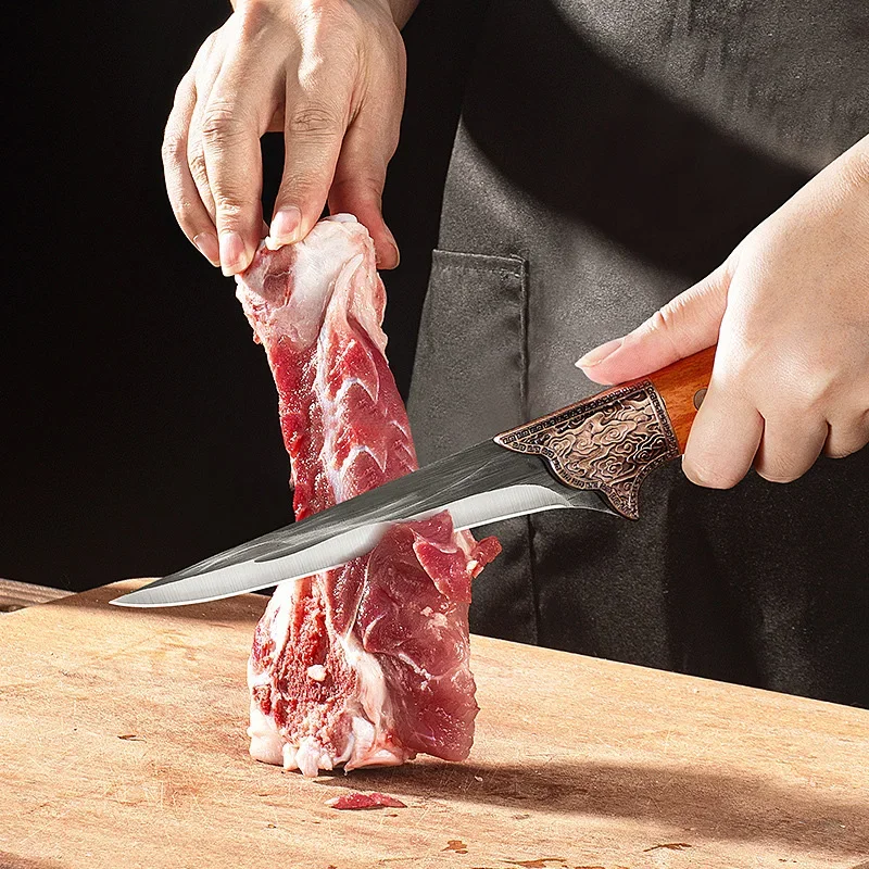 Edelstahl Ausbeinmesser Küchenmesser Hackmesser Fleisch Obst Fisch Utility Grillmesser Kunststoffgriff Chef Metzgermesser – Detail 14