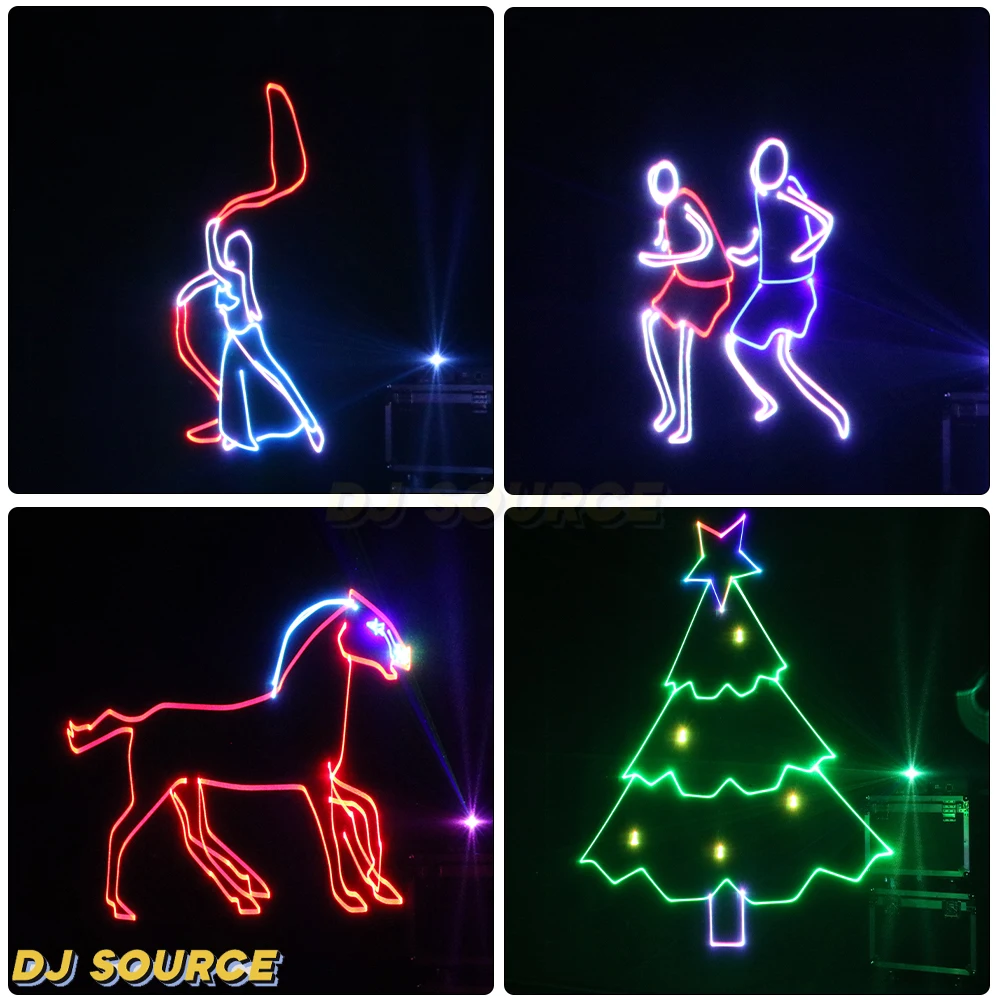 6W 8W 10W 12W RGB 3D Animation Laser Light With Beam Pattern Effects Music Control DMX512 DJ Disco Party Club Stage Effects