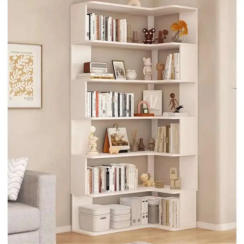 Modern Multi-layer Bookcases for Study Solid Wood Corner Storage Bookcase Household Bookshelf for Library