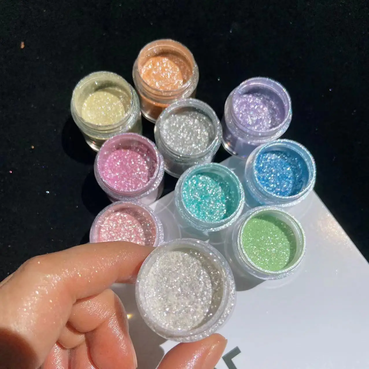10Colors Nail Glitter Powder Rainbow Crystal Diamond Pigment Dust Holographic DIY Manicure Chrome Nails Art Decoration