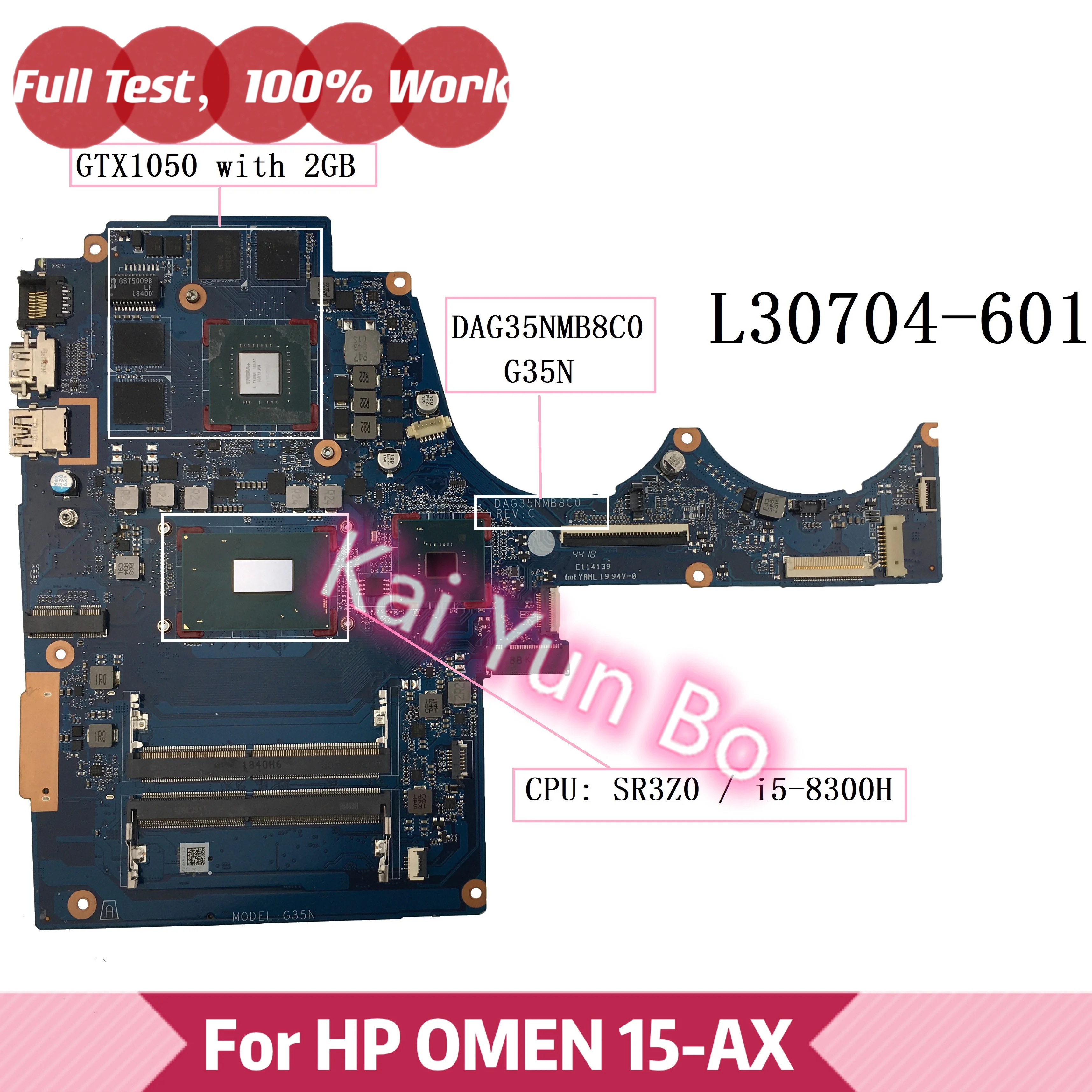 

DAG35NMB8C0 G35N L30704-601 For HP OMEN 15-AX TPN-Q173 15-bc438ur Laptop Motherboard L30704-501 L30704-001 i5-8300H GTX1050 2GB