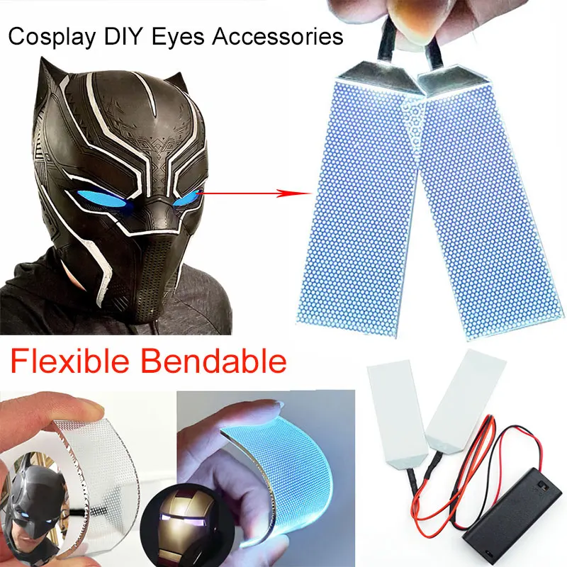 Flexible Bendable 27.5X69.5(76.5)MM DIY LED Light Eyes Kits For Halloween Helmet Eye Light Mask Cosplay Accessories AAA Battery