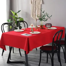 Elegant Red Rectangular Tablecloth for Weddings and Festive Occasions (Red)