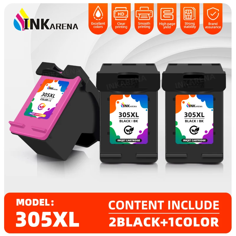 Inkarena Sostituzione Rigenerata Per Cartuccia D'Inchiostro Hp 305 Xl Per Hp Deskjetseries 4100 1212 1255 4122 6422 6430 2332