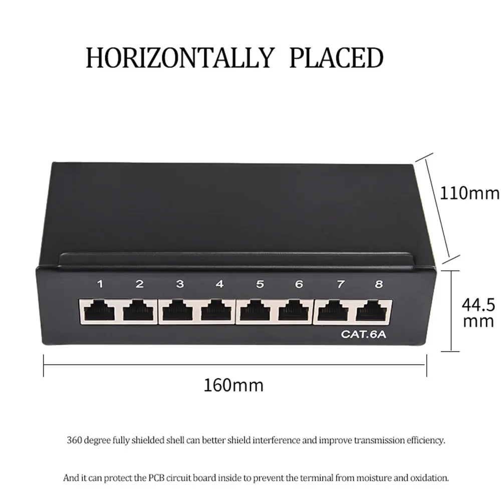 Painel de Remendo Protegido Completo do Adaptador de Rede Rj45 Cat6 Cat6a 12-port Mini Desktop Wall Mounted Keystone Jack Módulo de Rede - Imagem 2