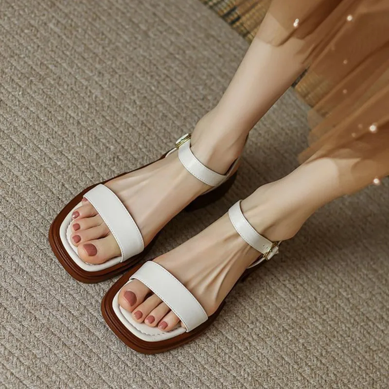 Summer Fashion Sandals Women Low Heels Elegant Open Toe Slingback Shoes for Women Non-slip Soft Sole women slingback sandals