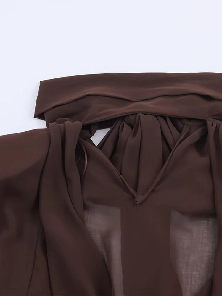 Rückenfreies, kurzes Kleid mit Schnürung für Damen, elegante Laterne, lange Ärmel, Taille, Cinching, Hüftpaket, Party-Abendkleider, Damen-Partykleidung