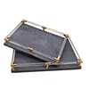 Metal Tray Leather Nordic Blue Jewelry Display Rectangular Serving Plate Storage Decoration Household Kitchen Organizer Supplies 1