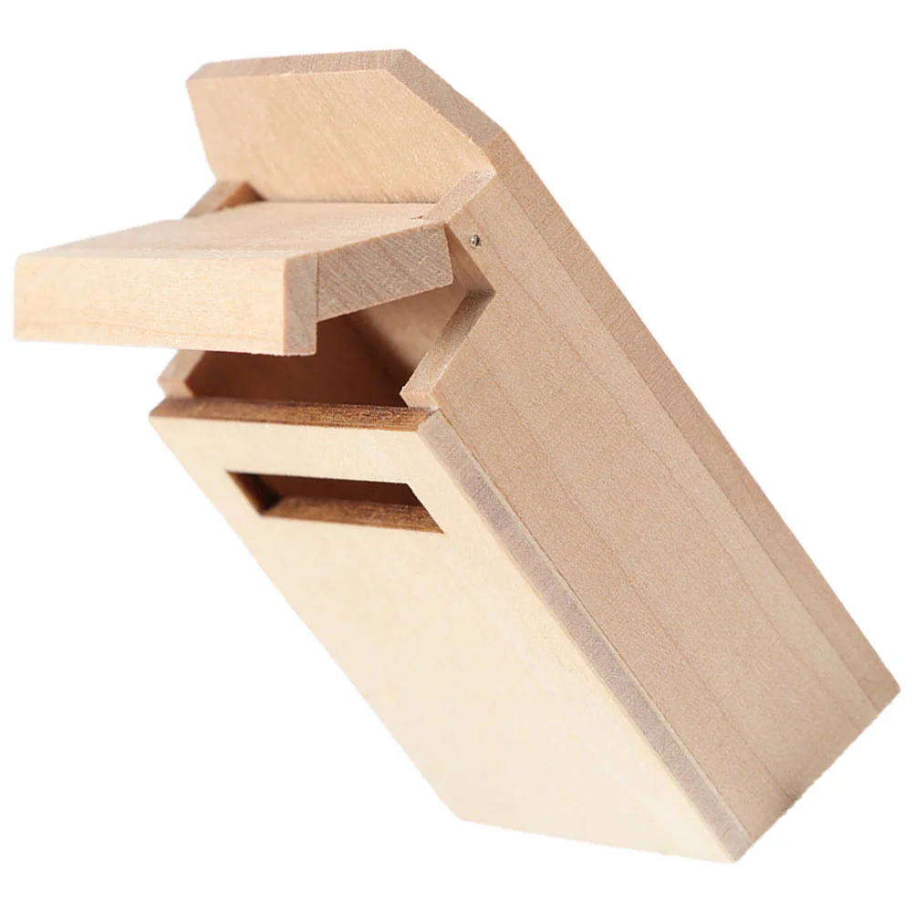 Mini Wooden Mailbox Model Miniature Furniture Dollhouse Decor Post Box Letter Box Garden Supplies House Accessories