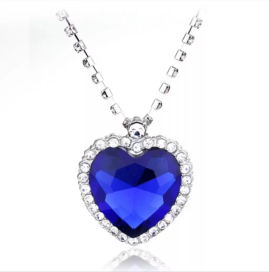 

Wholesale Titanic Heart of Ocean Blue Heart Love Forever Pendant Necklace +Bag