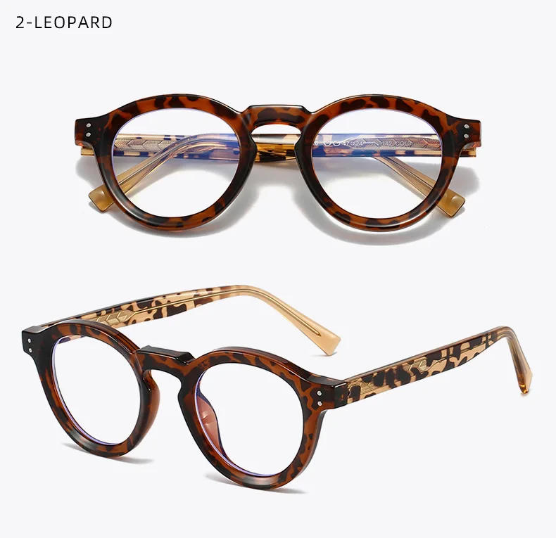 Retro Mode Runde Brille Rahmen Männer TR90 Metall Kern Ins Cool Anti Blau Licht Optische Gläser Farbe Patchwork Brillen – Detail 10