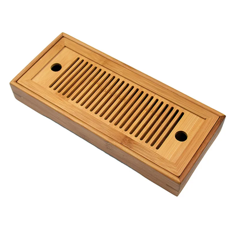 Tea Tray Tea Set Chinese Bamboo Tea Tray Set Drainage Water Storage Kung Fu Tea Drawer Board Household Board Room Table 25*14*3.5cm