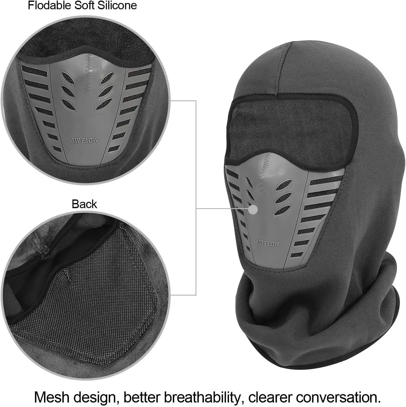 Motorcycle Mask Fleece Thermal Neck Full Face Mask Keep Warm Riding Balaclava Biker Ski Winter Windproof Dustproof Face Shield