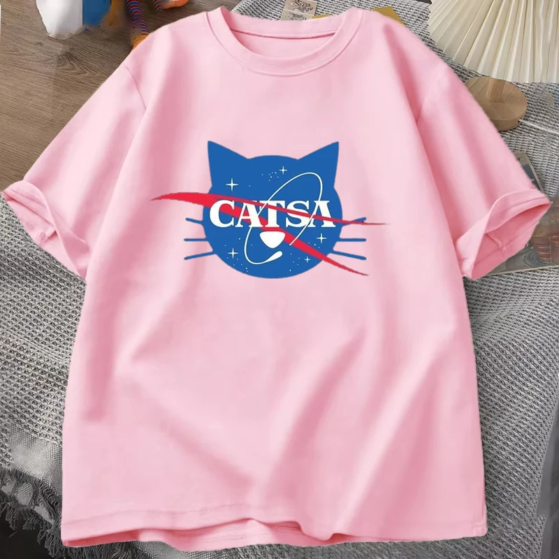 Heiße Lustige Katze Drucken T-shirt Sommer Casual Kawaii Lose T Shirt Katze Liebhaber Frauen Männer Harajuku Shirts – Detail 5