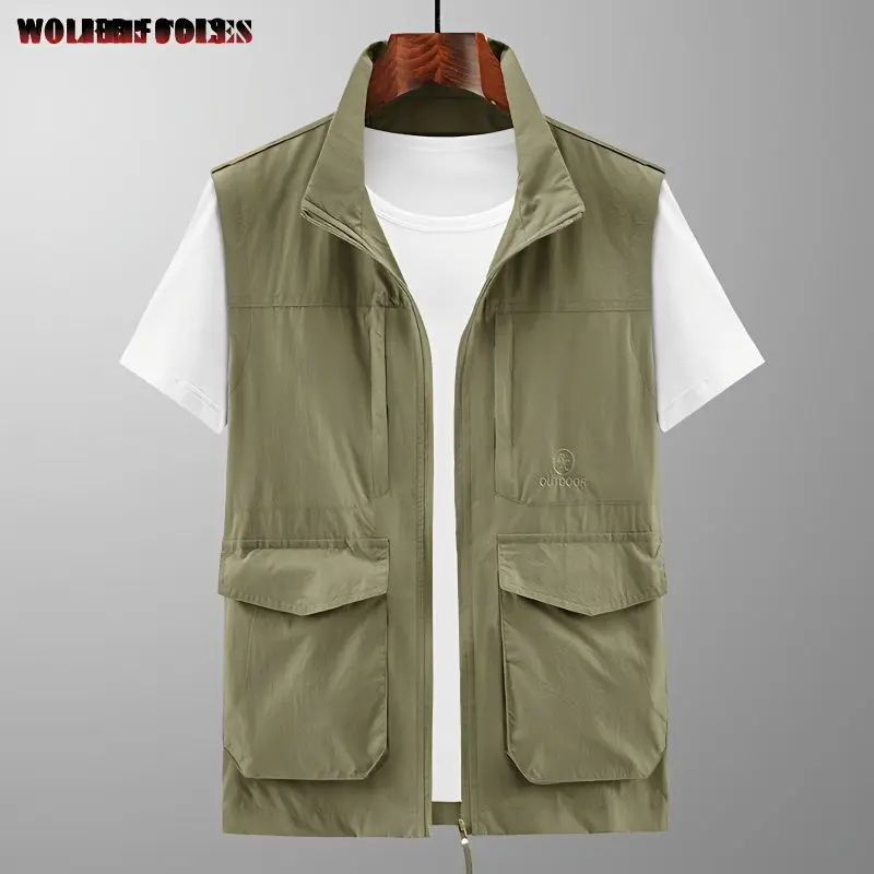 Work Vest with Pockets Jacket Men Motorcyclist Outdoor Waterproof Tools Pocket Unloading Designer Elegant Luxury