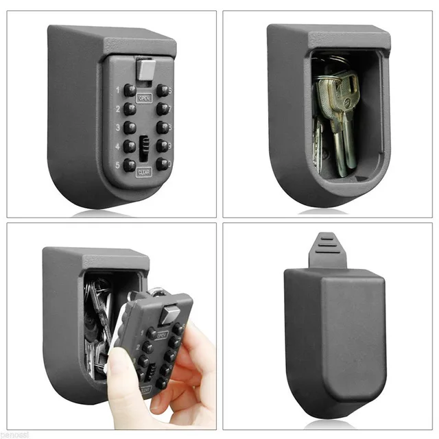 Wall Mounted Key Safe Box Mini Key Storage Cabinet Password Metal Key Storage Box with Waterproof Cover 2