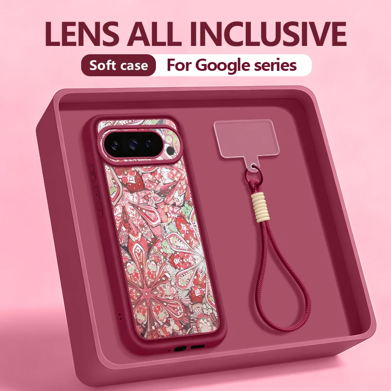 Creative Moon Patterned Soft Silicone Phone Case with Lanyard Cover