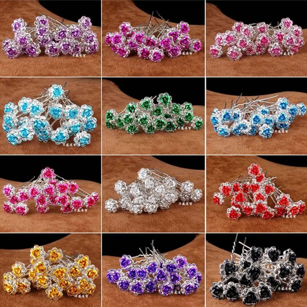 20pcs Bridal U-shaped Pin Metal Barrette Clip Hairpins Rhinestone Pearl Women Hair Accessories Wedding Hairstyle Design Tools