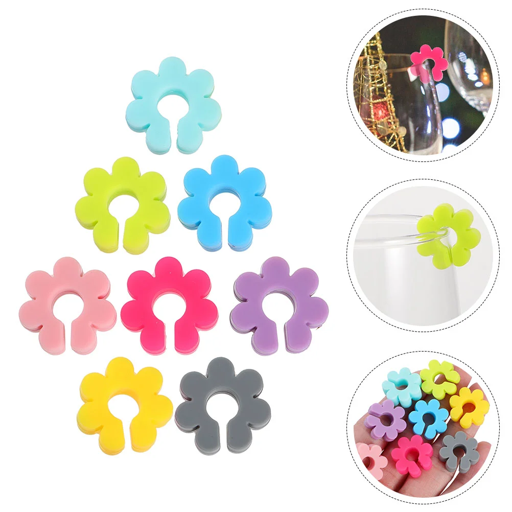 

Silicone Flower Shape Wine Glass Charms Drink Markers Recognizer Label Drinking Glass Labels Tag For Party Accessories