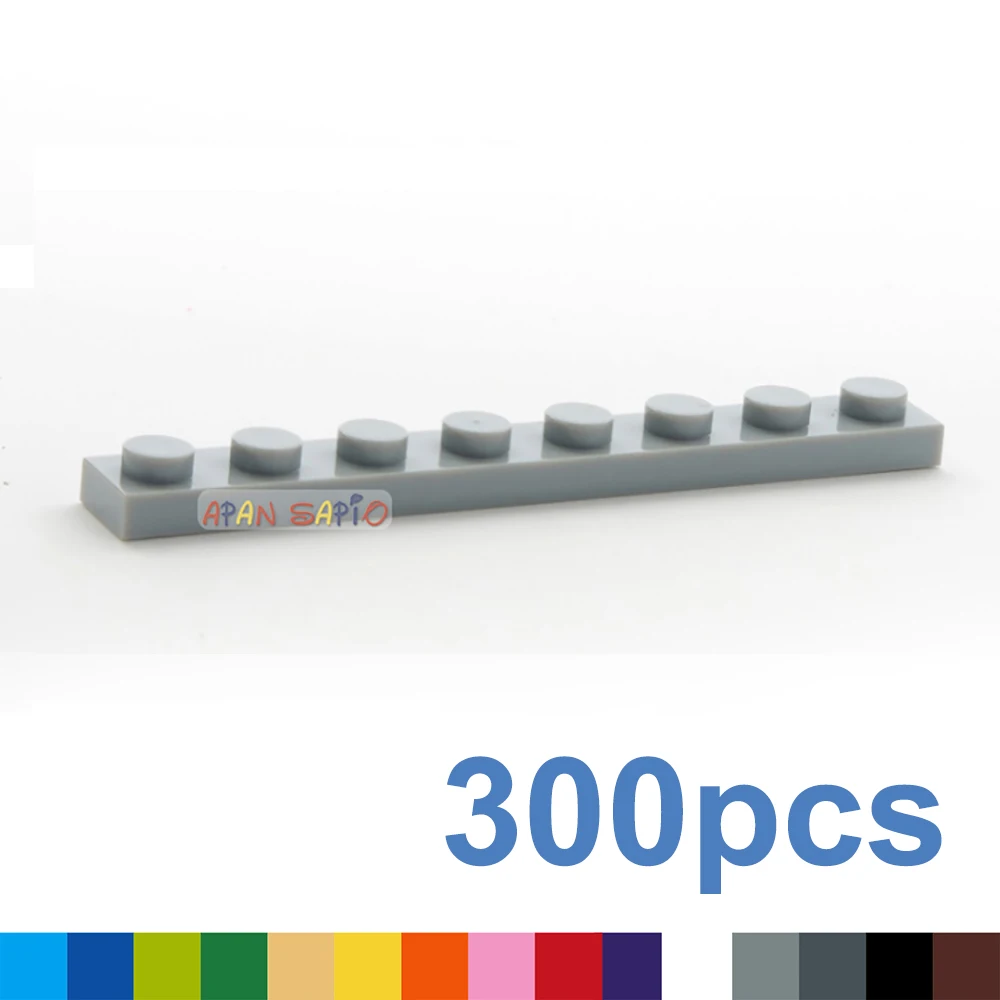 300 stücke Dünne Zahlen Ziegel 1x8 Punkte DIY Bausteine 12 Farbe Pädagogisches Kreatives Spielzeug für Kinder größe Kompatibel Mit 3460