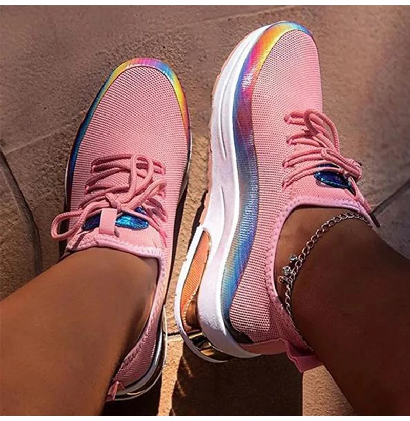 Scarpe da ginnastica da donna da tennis, piatte, in mesh traspirante, leggere, scarpe sportive da donna casual, taglie forti_voghion.com