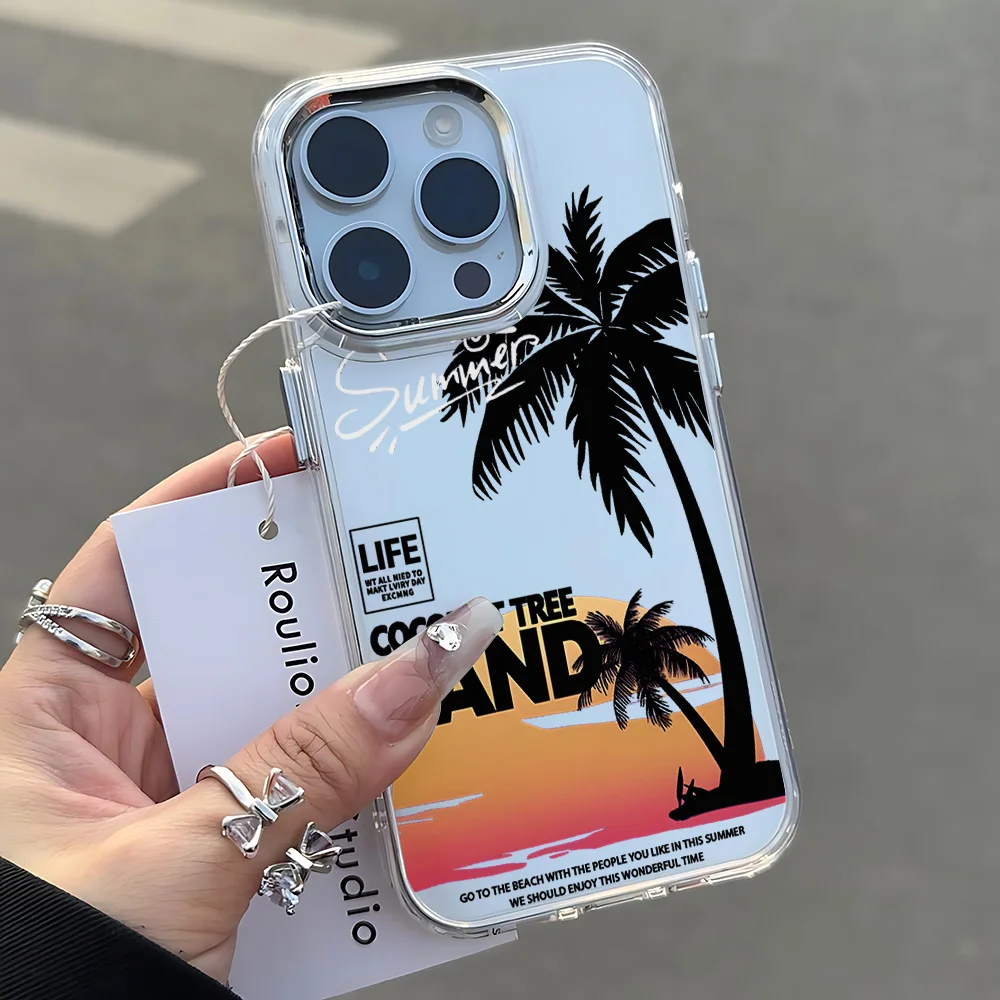 Summer Beach Scenery Transparent Phone Case - Soft Silicone TPU Back Cover