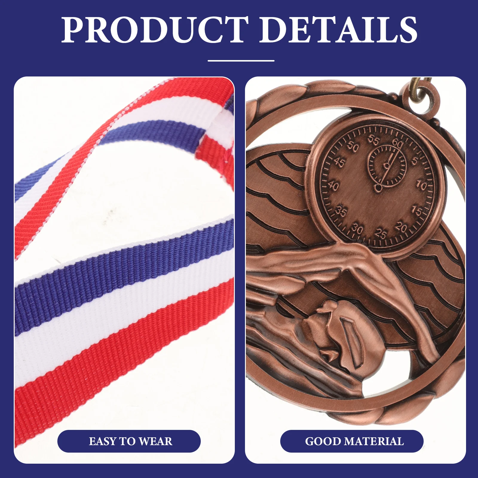 3pcs Hanging Medal With Lanyard Medals Sports Metal Medals Race Metal For Competition Swimming Sports Accessories