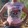 Women's ort Printed T-irt round Ne ort Sve Street Sle Summer Faion Polyester Fiber Top Fem Upperwear