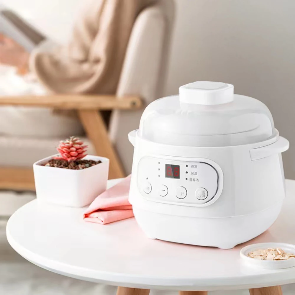 1L Electric Ceramic Stew Pot - 24H Timer, Dry-Burn Protection, Slow Cooker For Soups & Stews