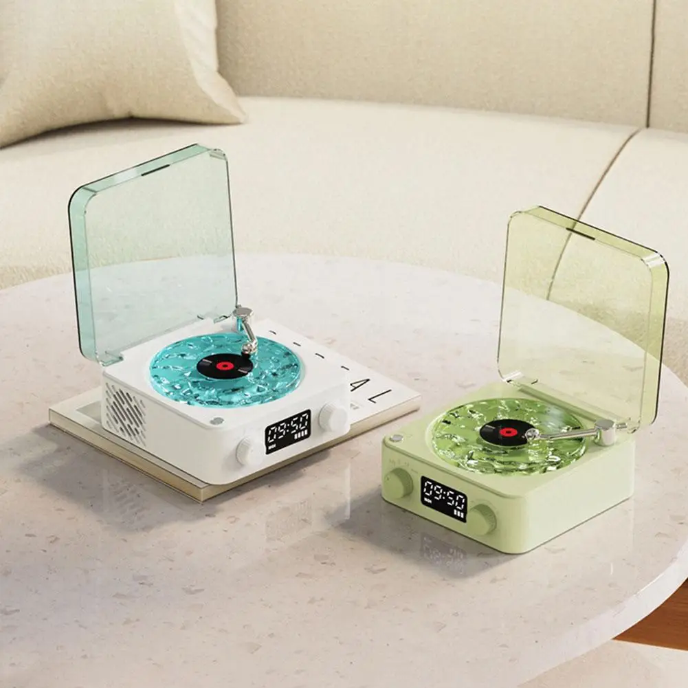 Retro Waves Vinyl Player Bluetooth Speaker With White Noise RGB Light Alarm Clock Vintage Sleep Aid Turntable Speaker bluetooth speaker portable speaker audio speakers