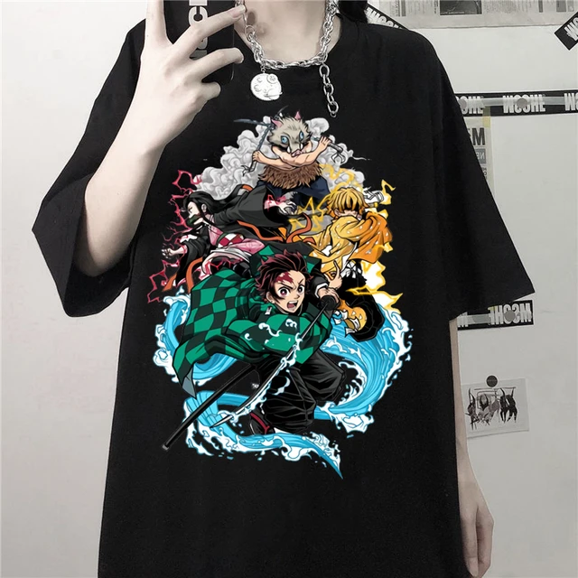 Harajuku Anime Manga Demon Slayer Funny Agatsuma Zenitsu Cartoon Women T- shirt Summer Gothic Men High Quality Short T-shirts - AliExpress