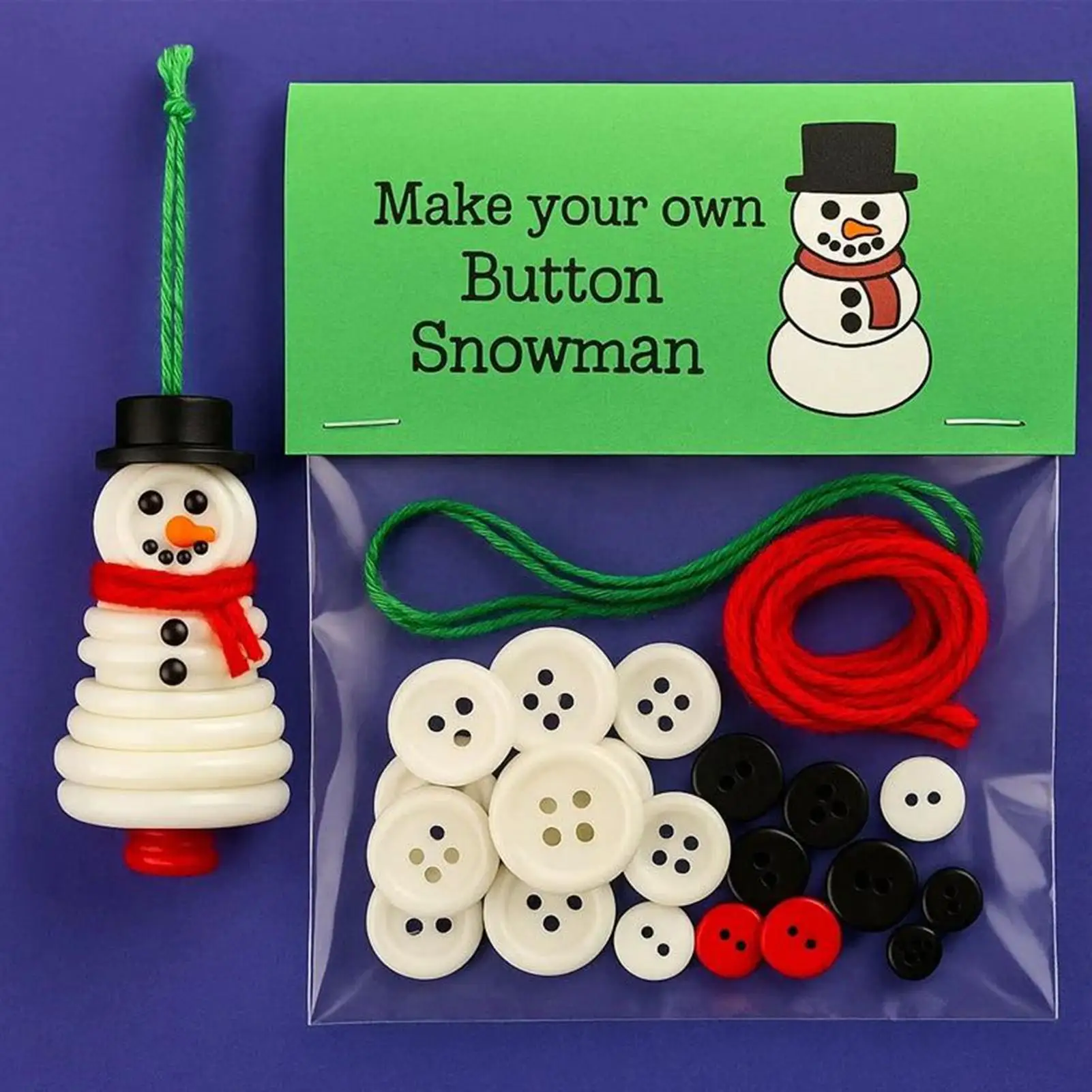 christmas Material package Ornament Kit Handmade Button Snowman Decorating Kit Festive for Lawn Windowsills Garden Patio Porch