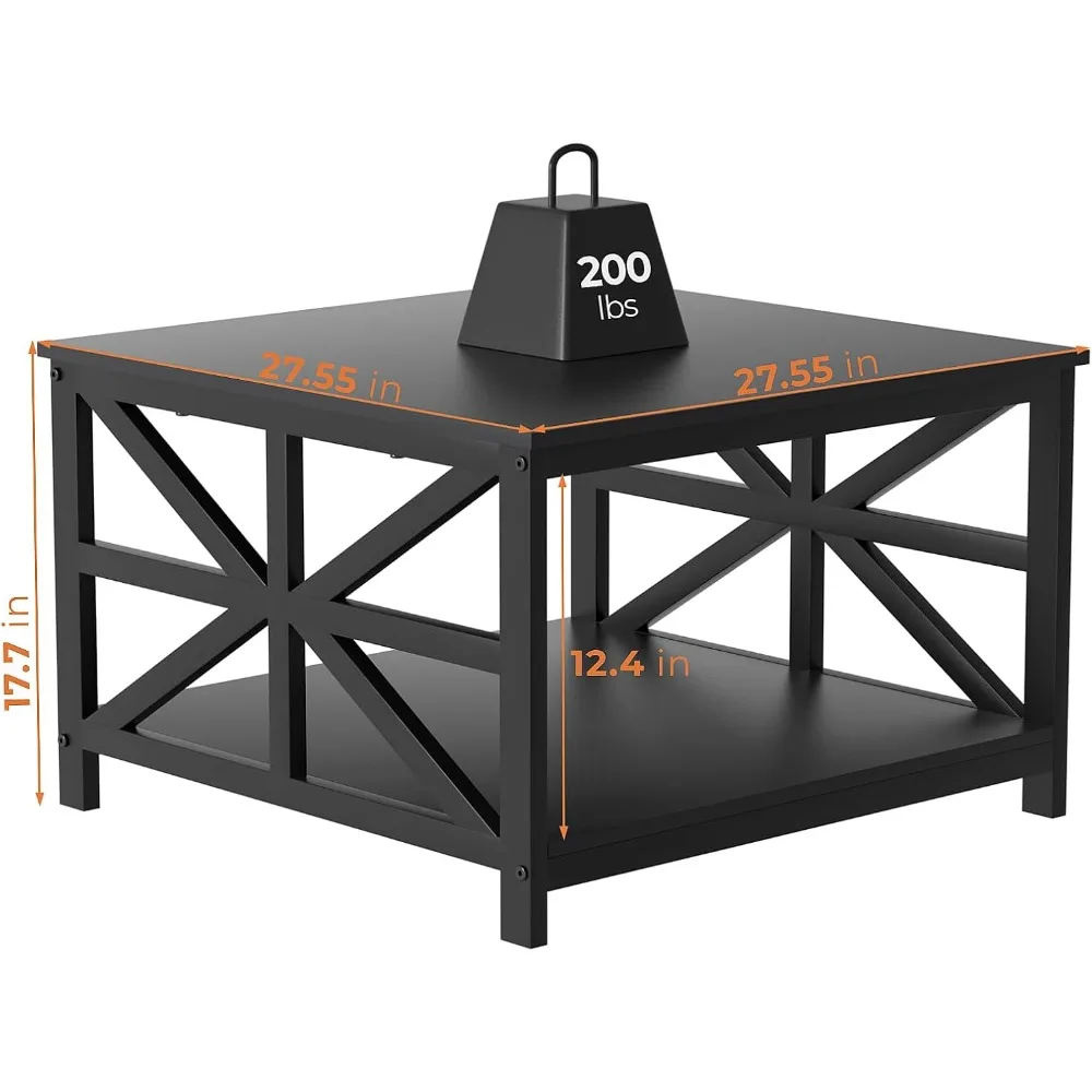 Coffee Table with Storage, Small Square Center Tables with Seamless One-Piece Tabletop Farmhouse Style,Coffee Table 3