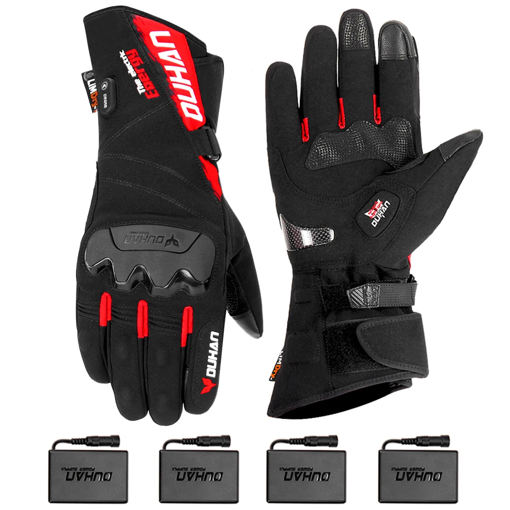 100% Waterproof Motorcycle Gloves Heated Guantes Motorbike Riding Heating Gloves Touch Screen Gant Moto DUHAN motorcycle gloves sports gloves leather motorcycle gloves winter gloves