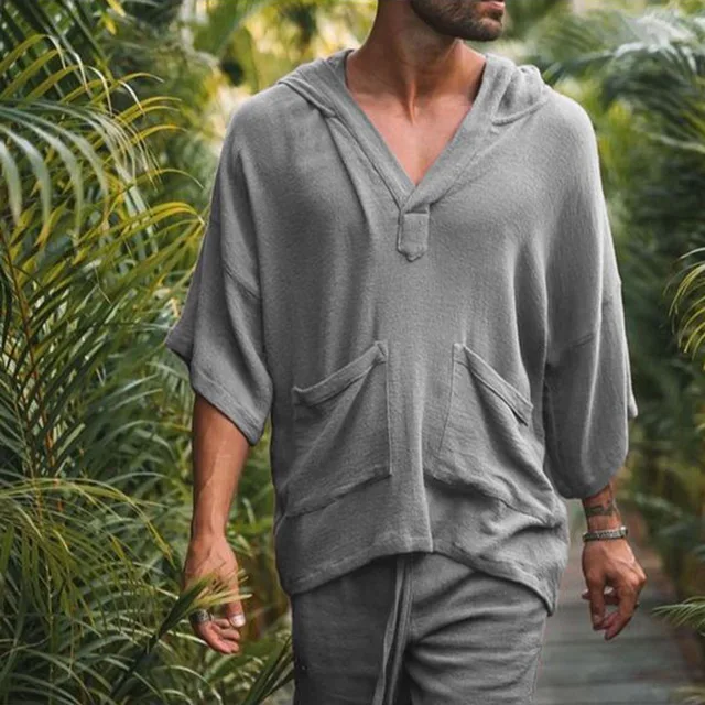 Completi corti da uomo Completi 2 pezzi Tuta estiva Camicia a maniche corte Pantaloncini Set Tuta sportiva casual Tuta da ginnastica Abbigliamento da casa casual 4