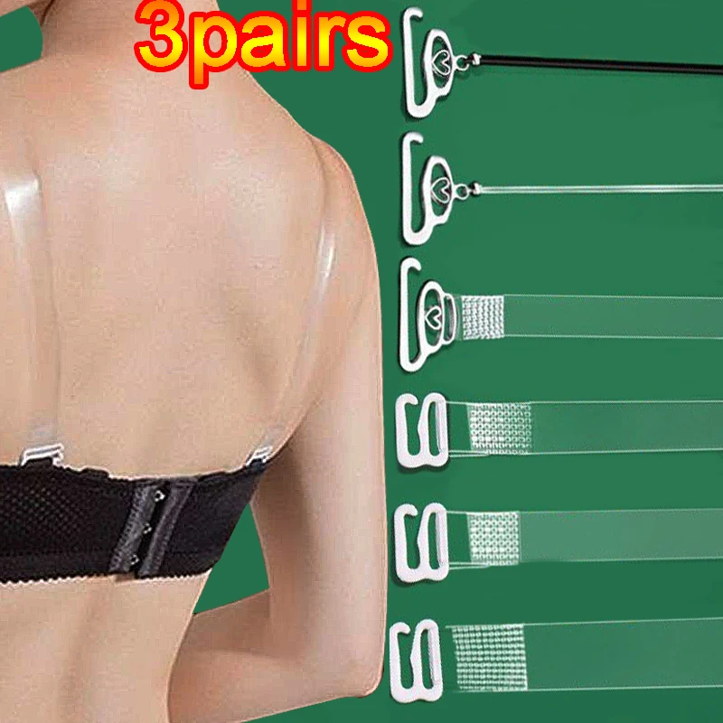 3pairs Clear Bra Straps Women's Transparent Invisible Detachable