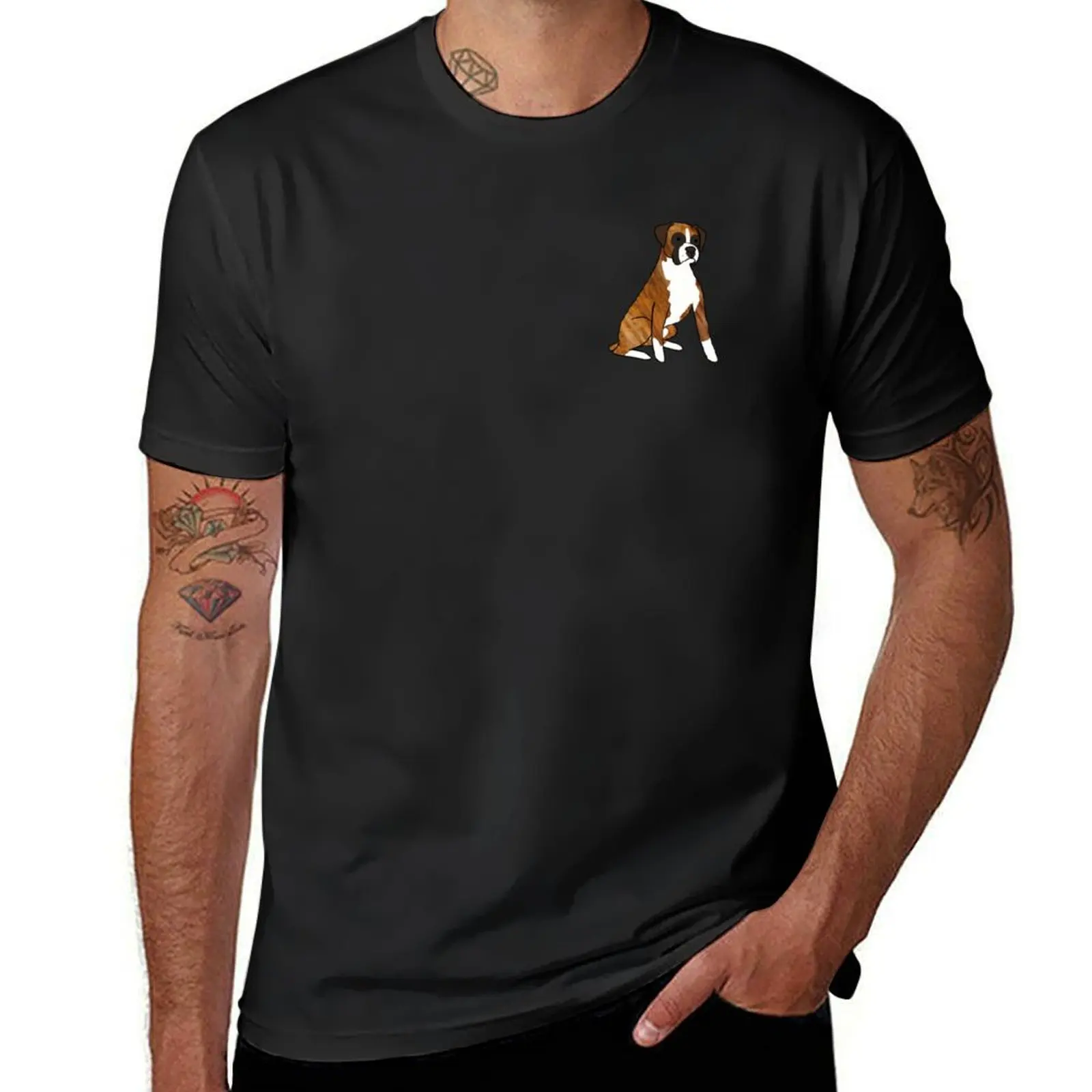 

Cute Boxer Dog cartoon illustration T-Shirt Short sleeve tee for a boy summer tops summer top men clothes