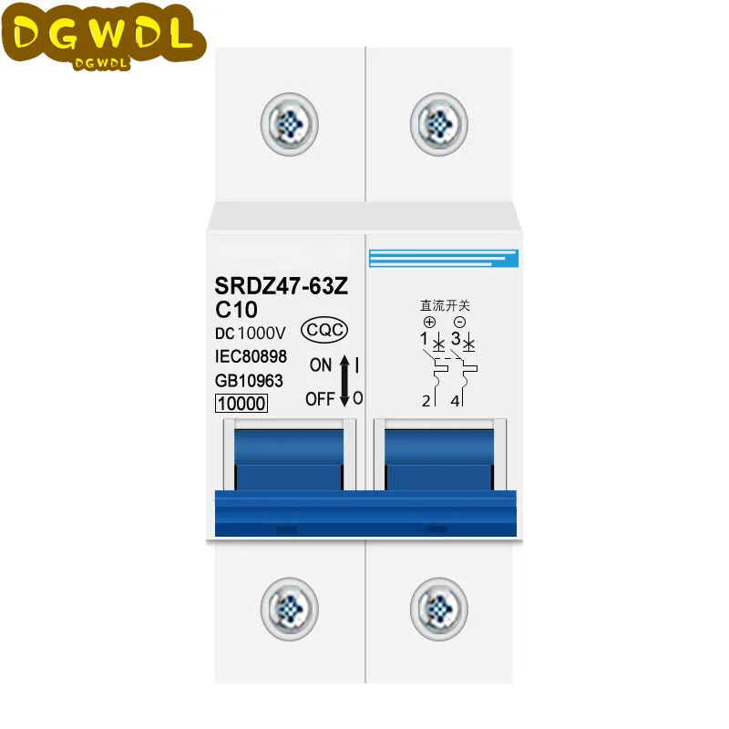 

DC 1000V Solar Mini Circuit Breaker Overload Protection Switch 6A/10A/16A/20A/25A/32A/40A/50A/63A 2P DC1000V Photovoltaic MCB PV