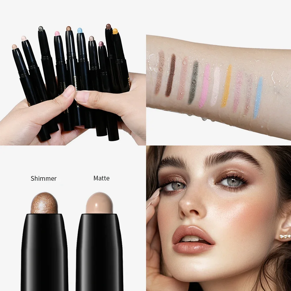 10 Color Waterproof Creamy Eyeshadow Pencil Stick Lasting Matte Pearlescent Gradient Highlighter Pen Glitter for eyeshadow stick eyeshadow pen matte eyeshadow eyeshadow pencil