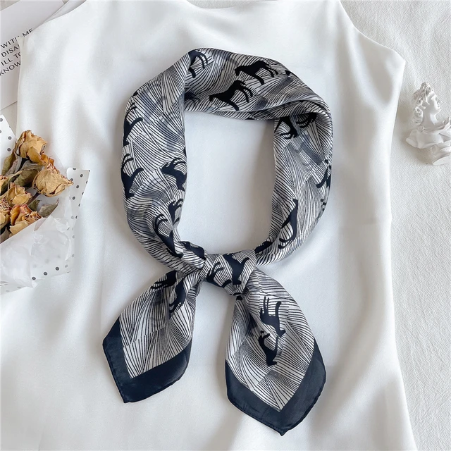 Silk Square Scarf Women Satin Bandana Print  Scarves Head Band Fashion Lady Hair Shawl and Wrap Female Neckerchief Hijab 2022 FJ70-376-3