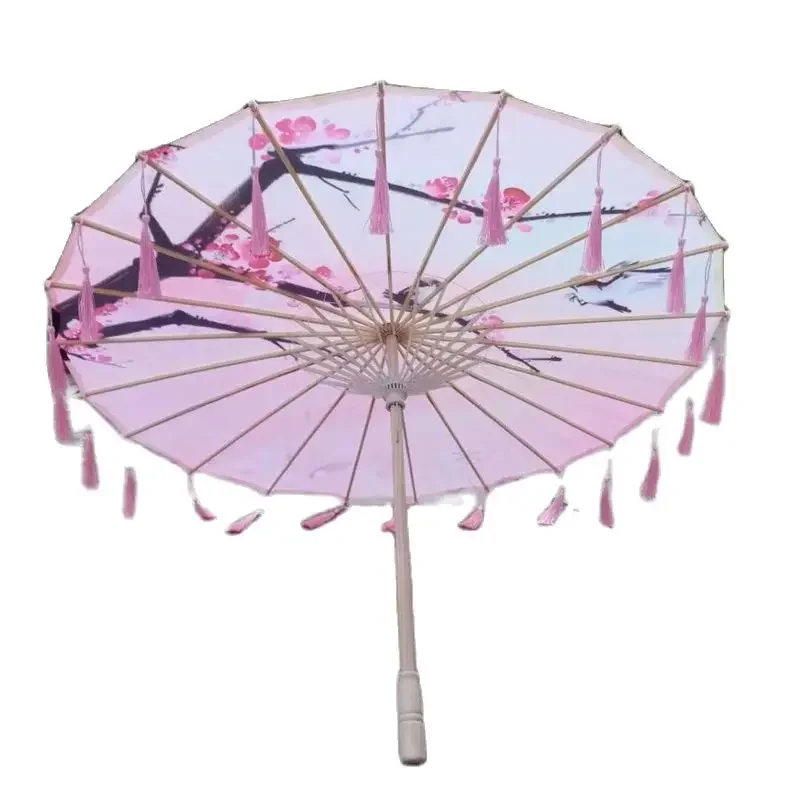 Satin Cloth Umbrella for Women, Tassel Umbrella, Chinese knot Pendant, Oil Paper Umbrella, Photography Props, Classical Pendant