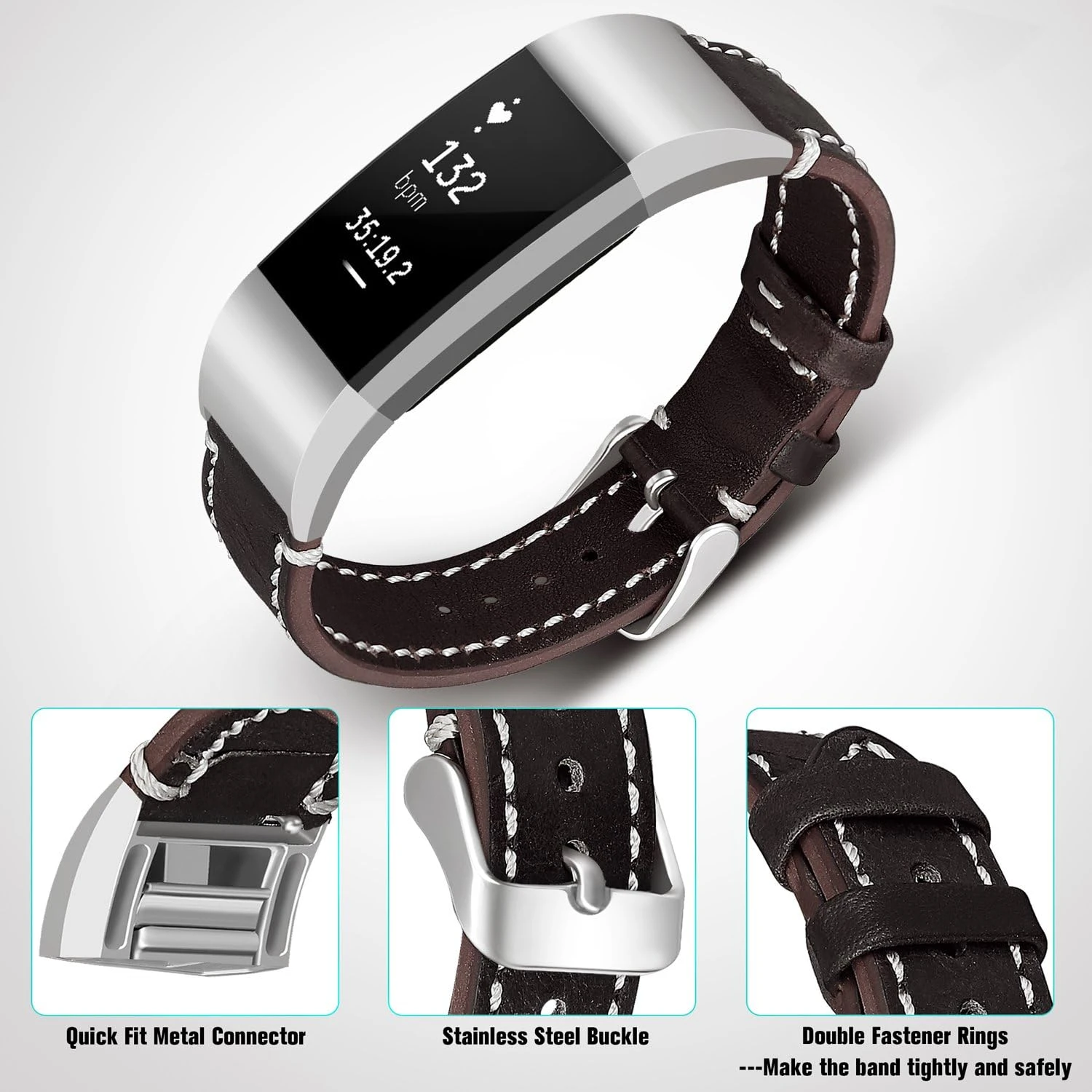 Upgrade Your Look with SKYLET's Premium Leather Bands for Fitbit Charge 2. Elevate Your Style with Luxurious, Sleek, and Dependa
