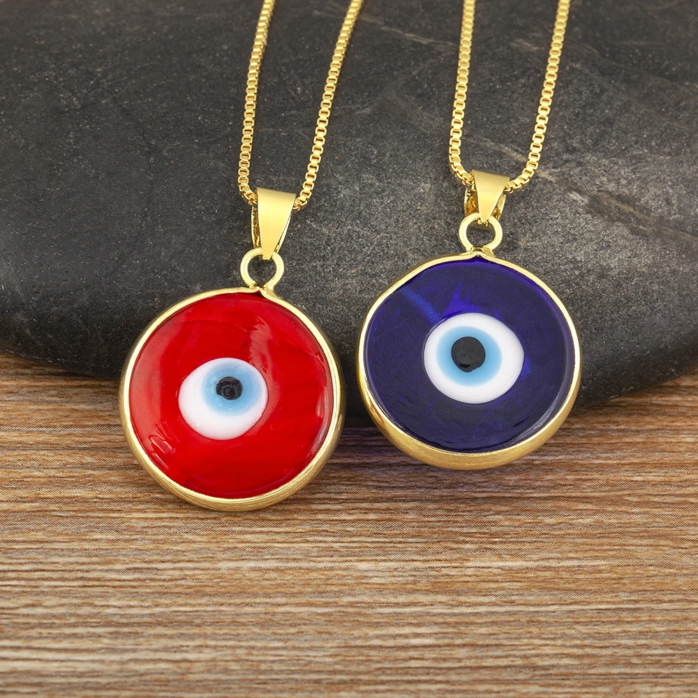 Collier Pendentif œil Maléfique - Bleu, Verre - Pour Hommes - Ras Du Cou - Neuf Avec étiquettes