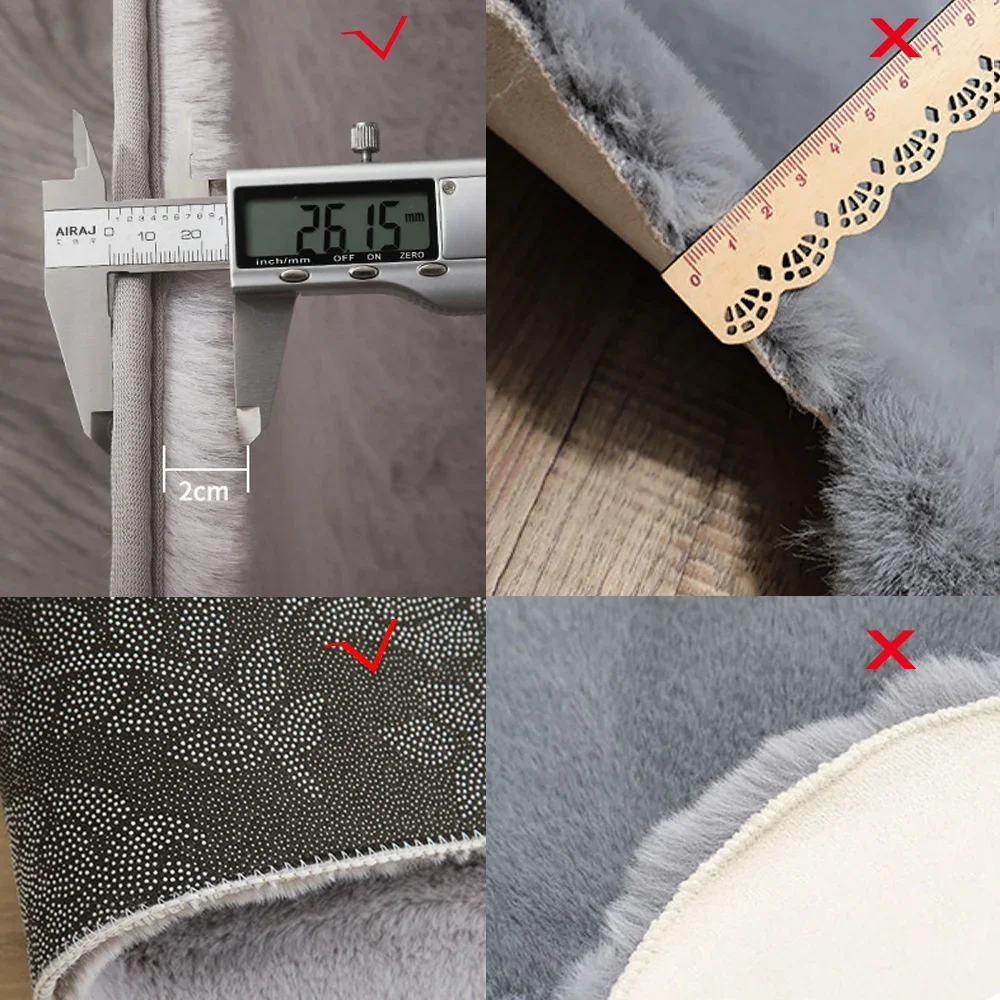 Modern Home Decor Artificial Rabbit Carpet Living Room Soft Fluffy Plush Rugs Children Bedroom Mat Non-slip Faux Fur Carpet Gray 4