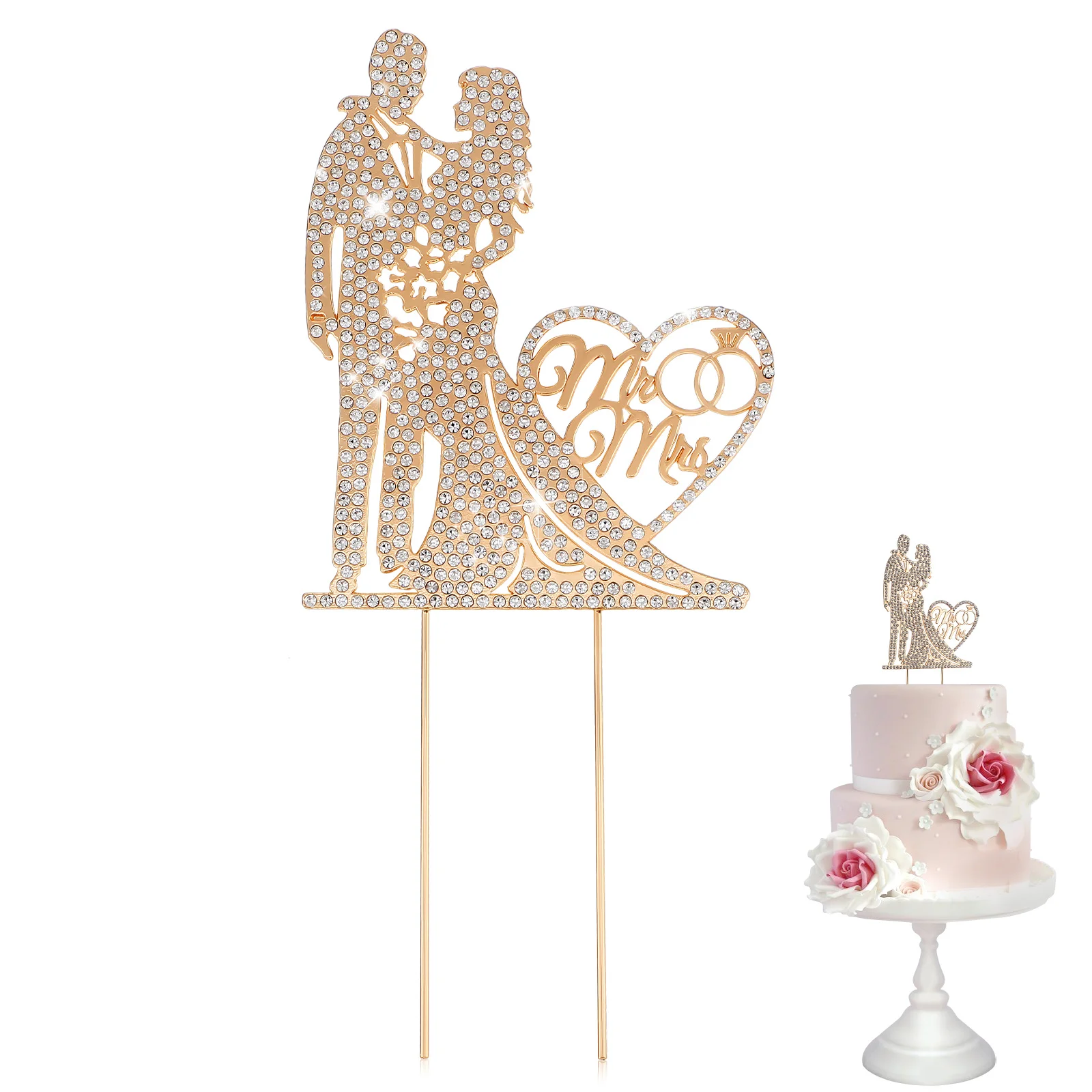 

Wedding Cake Topper Rhinestone Cake Decoration Metal Cake Topper Engagement Party Decoration Cake Plugin