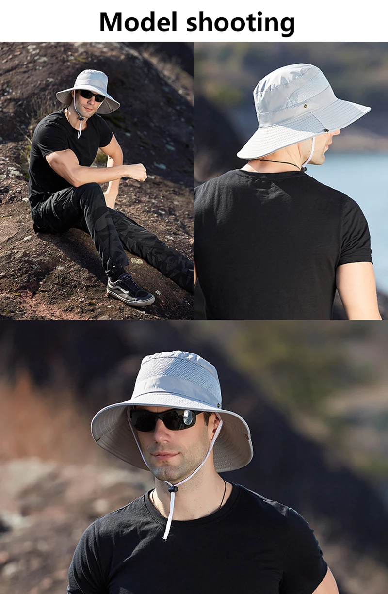 Hot Sale Xioguan 100% Polyester 9201 New Summer Breathable Fisherman Outdoor Mountaineering Big Eaf Sunshade Benni Hat_voghion.com