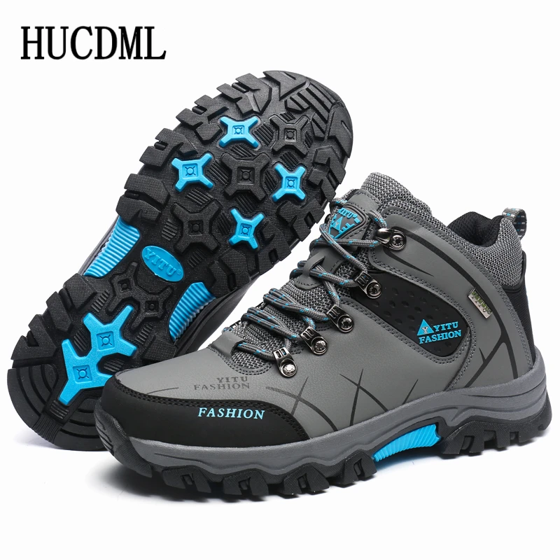 Men's Outdoor Non-slip Hiking Leather Boots Waterproof Sneakers Work Shoes Winter Plush Four Seasons