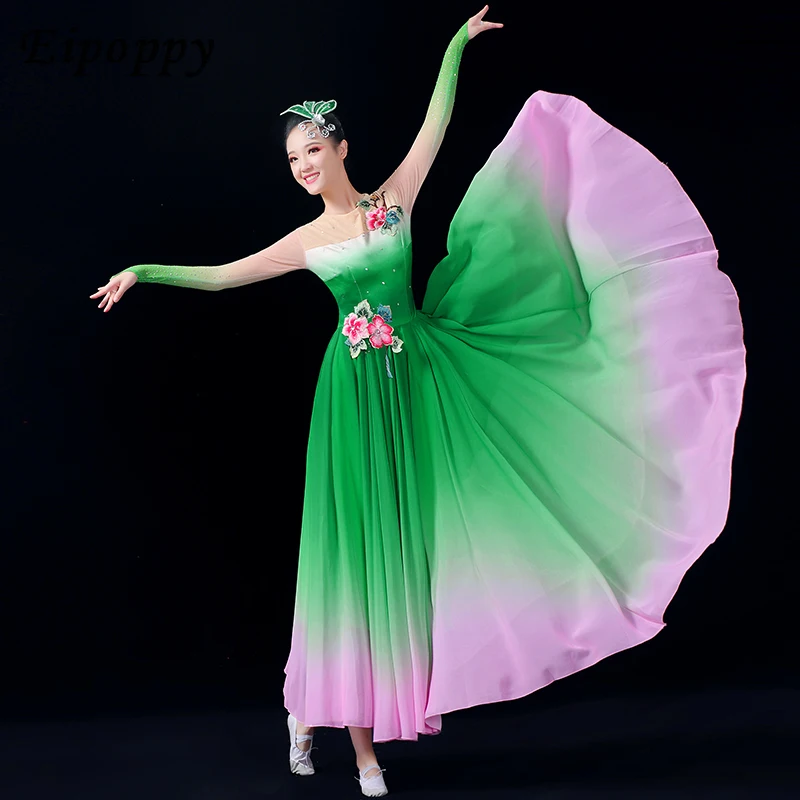 Modern Elegant Opening Dance Large Swing Dress Performance Costume Women's Large Dance Costume Stage Dress women dance skirt