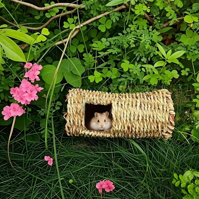 Woven Grass Hideout Tunnel For Hamsters Guinea Pigs Gerbils Chinchillas