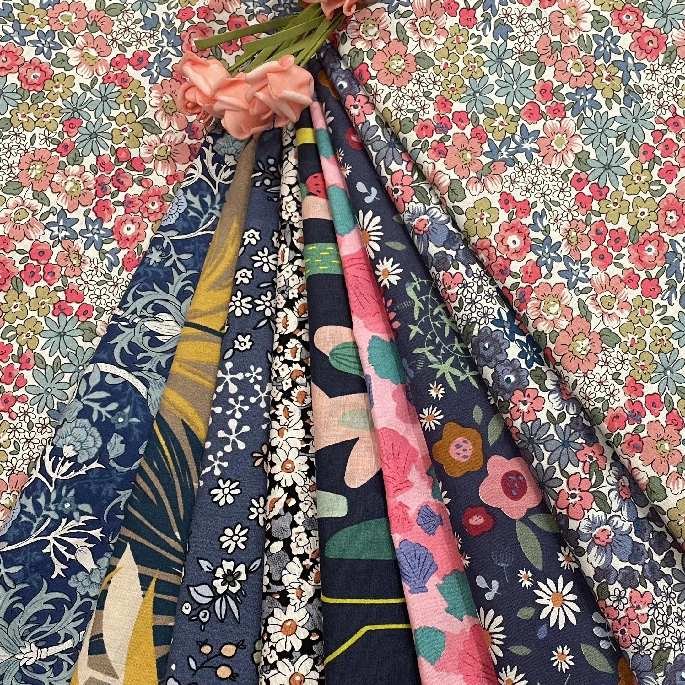 

145×50cm Pastoral Color Flowers 100% Cotton Poplin 40S Like Liberty Digital Printed For Sewing Cloth Dress Skirt Kids Designer